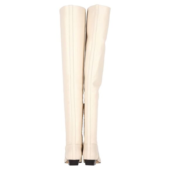 Khaite Marfa Over The Knee Boots in Cream Leather - Picture 4 of 6